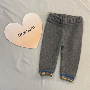 Fred & Flo - Newborn Grey Knit Baby Pants with Rainbow Trim
